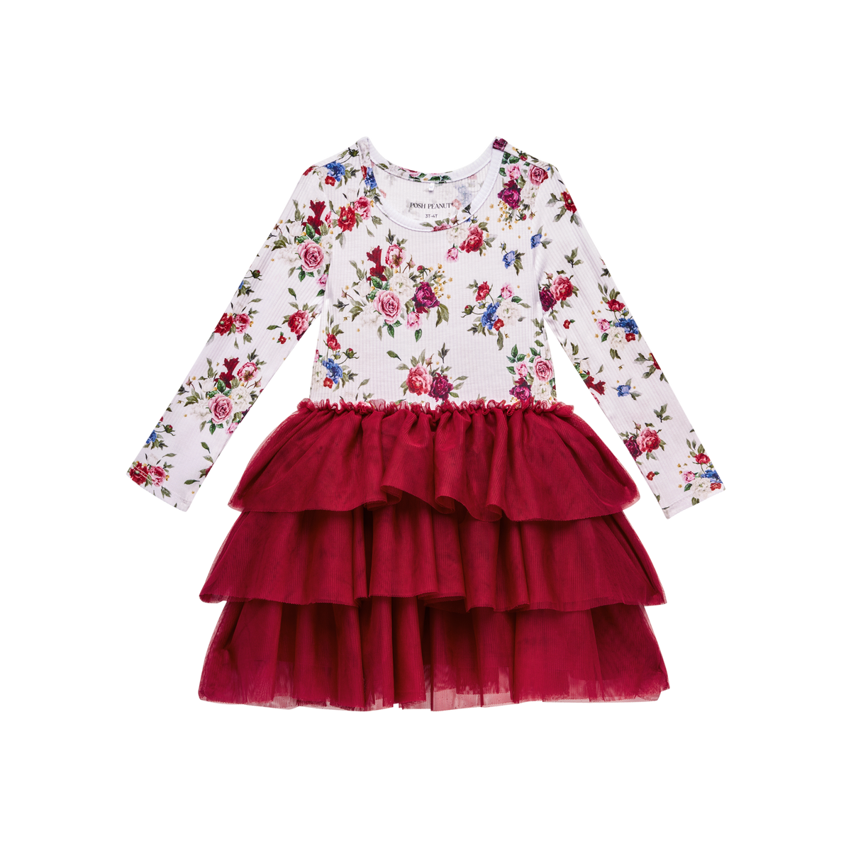 Posh Peanut Babsy Ruffled Cap 2024 Sleeve Tulle Dress 3-4t