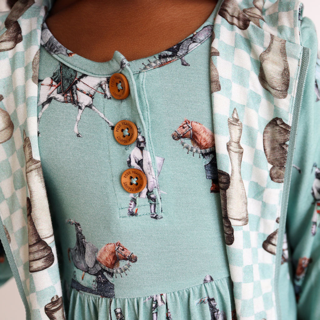 Posh Peanut Long Sleeve Henley Twirl Dress - Wallace – Bloom Kids Collection