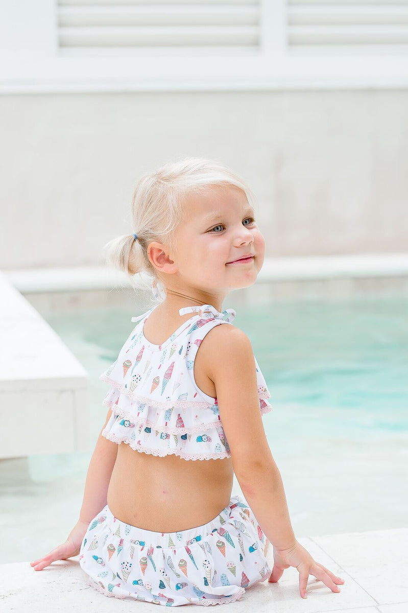 Girls Two Pieces Swimsuit Turtles Leopard