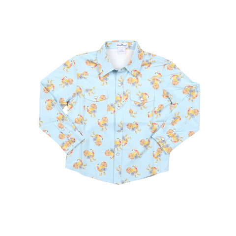 Blue Quail Clothing Co. Long Sleeve Pearl Snap Shirt - Turkeys