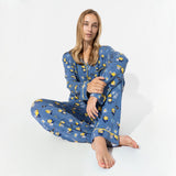 Bellabu Bear Women's Button Down 2 piece Long Sleeve PJ Set - Minions AVL