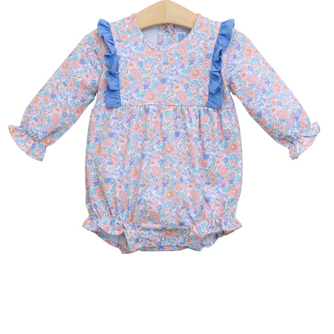 Trotter Street Kids Printed Long Sleeve Ruffle Bubble - Frankie Floral