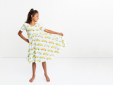 Nola Tawk Short Sleeve Organic Cotton Twirl Dress -  The Wheels on the Bus