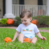 Trotter Street Kids Short Sleeve Bubble - Pumpkin Embroidery