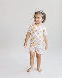 Lucky Panda Kids Two Piece Shorts Set - Pink Smiley - Let Them Be Little, A Baby & Children's Clothing Boutique