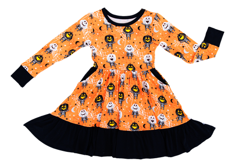 Birdie Bean Long Sleeve Birdie Dress - Michael (Glow in the Dark)