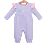 Trotter Street Kids Long Sleeve Appliqué Romper - Princess Trio