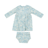 Angel Dear Bamboo Simple Dress & Bloomer Set - Ribbed Blue Meadow Floral