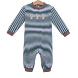 Trotter Street Kids Long Sleeve Applique Romper - Mallard