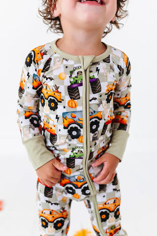 Kiki + Lulu Zip Romper w/ Convertible Foot - Wheelie Spooky