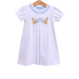 Trotter Street Kids Short Sleeve Dress - Pumpkin Embroidery