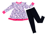 Birdie Bean Long Sleeve Peplum w/ Leggings Birdie Set - Carrie (Glow in the Dark)