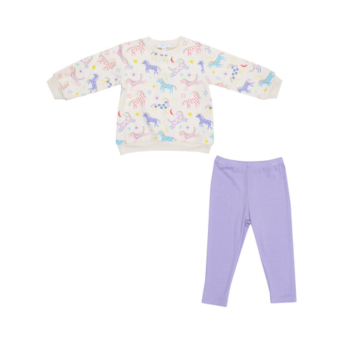 Angel Dear Puffy Oversized Sweatshirt & Rib Legging Set -  Fun Unicorns