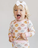 Lucky Panda Kids Long Sleeve Two Piece Set - Pink Smiley - Let Them Be Little, A Baby & Children's Clothing Boutique