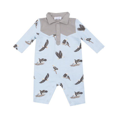 Angel Dear Cowboy Long Sleeve Cowboy Romper - Bald Eagles