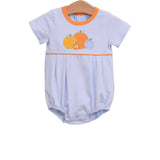 Trotter Street Kids Short Sleeve Applique Bubble - Pumpkin Patch