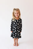 Posh Peanut Long Sleeve Ruffled Twirl Dress - Ghostly (Glow in the Dark)