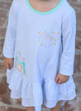 Trotter Street Kids Long Sleeve Applique Dress - Castle