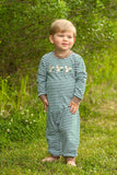 Trotter Street Kids Long Sleeve Applique Romper - Mallard