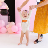 Sweet Wink Patch Long Sleeve Bubble Romper - Boo Patch