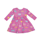 Angel Dear Long Sleeve Twirly Dress - Princess Crown