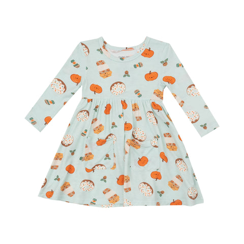 Angel Dear Long Sleeve Twirly Dress - Pumpkin Spice Latte