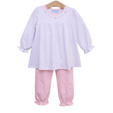 Trotter Street Kids Long Sleeve Embroidered Pants Set - Magical