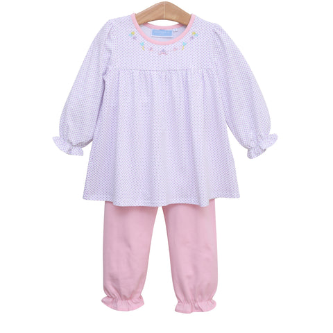 Trotter Street Kids Long Sleeve Embroidered Pants Set - Magical