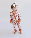 Lucky Panda Kids Zip Romper - Pumpkin Spice