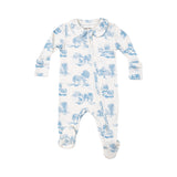 Angel Dear 2 Way Zipper Footie - Farm Toile Blue