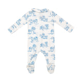 Angel Dear 2 Way Zipper Footie - Farm Toile Blue