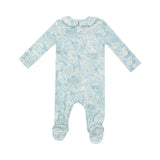 Angel Dear 2 Way Zipper Footie - Ribbed Blue Meadow Floral *Backordered*