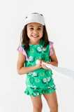 KiKi + Lulu Short Ruffle Sleeve 2 Piece PJ Set w/ Ruffle Shorts - Pickleball