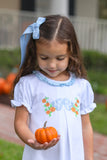 Trotter Street Kids Short Sleeve Dress - Pumpkin Embroidery