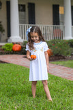 Trotter Street Kids Short Sleeve Dress - Pumpkin Embroidery