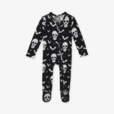 Posh Peanut Zipper Footie - Skelly (Glow in the Dark)