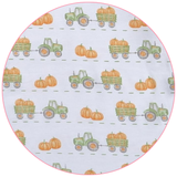 Baby Loren Printed Bubble - Tractors and Pumpkins Green