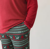 Posh Peanut Men's Long Sleeve Loungewear - Holiday Fair Isle Waffle