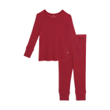 Posh Peanut Basic Long Sleeve Pajamas - Crimson Waffle