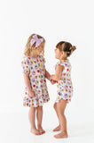 KiKi + Lulu Short Ruffle Sleeve 2 Piece PJ Set w/ Ruffle Shorts - Smiley Daze