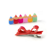 Lilies & Roses Alligator Clip - Pencils Vibrant Colors & Red Bow