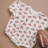 Little Joy Co. French Terry Bamboo Bubble Romper - Football