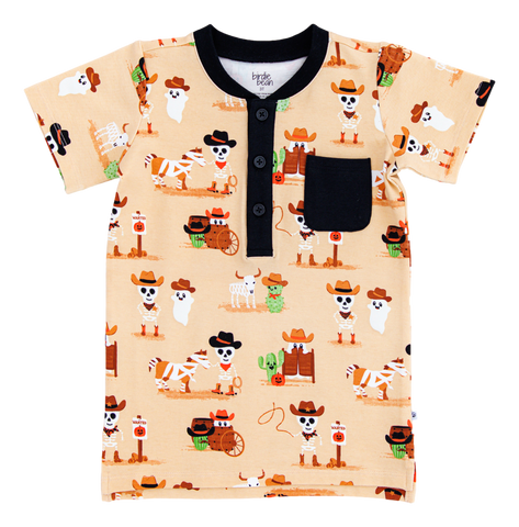 Birdie Bean Short Sleeve Henley Tee - Willie (Glow in the Dark)