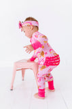 Kiki + Lulu Ruffled Zip Romper w/ Convertible Foot - On Game Days We Wear Pink