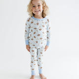 Magnolia Baby Long Sleeve Printed PJ Set - Kick Off! Light Blue