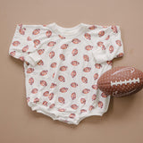 Little Joy Co. French Terry Bamboo Bubble Romper - Football