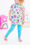 Birdie Bean Peplum w/ Leggings Birdie Set - Care Bears™ Back to School (White)