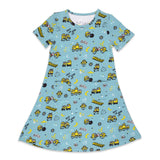 Bellabu Bear Girls Bamboo Blended French Terry Short Sleeve Dress - Minions Banana