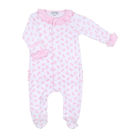 Magnolia Baby Printed Ruffle Snap Footie - Baby Bows