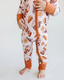 Lucky Panda Kids Zip Romper - Pumpkin Spice